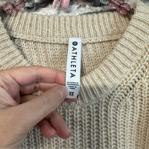 Athleta Sierra Crew Sweater tan wool knitted - Picture 4 of 10